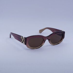 Off-White OERI14E PALMER 316E Sunglasses Burgundy/Nude Oval Frame, Brown Lenses